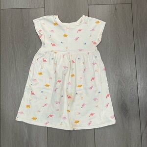 Old Navy White Dress Shirt with Pink and Orange Dinosaur Print